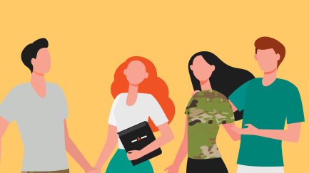 Illustration of four veterans and current serving people in relationships